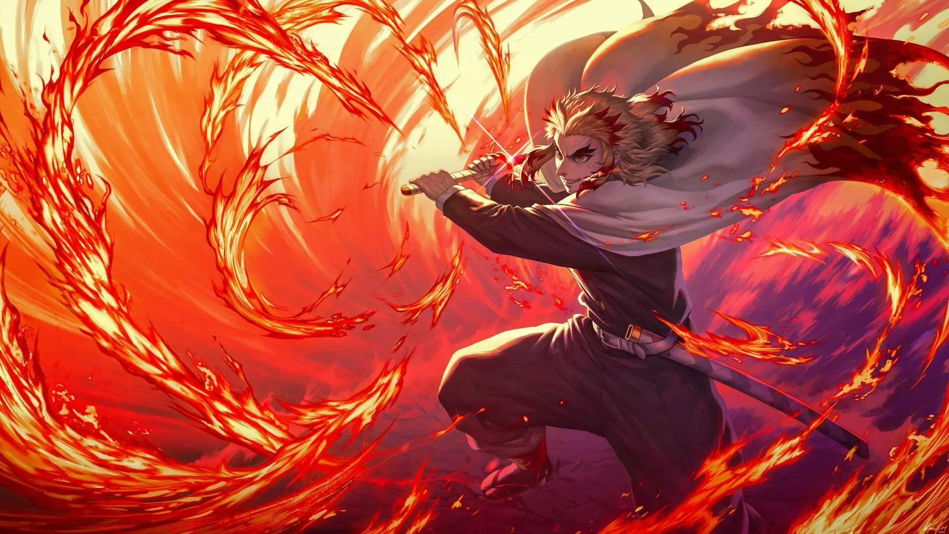 Rengoku utilisant le souffle de la Flamme