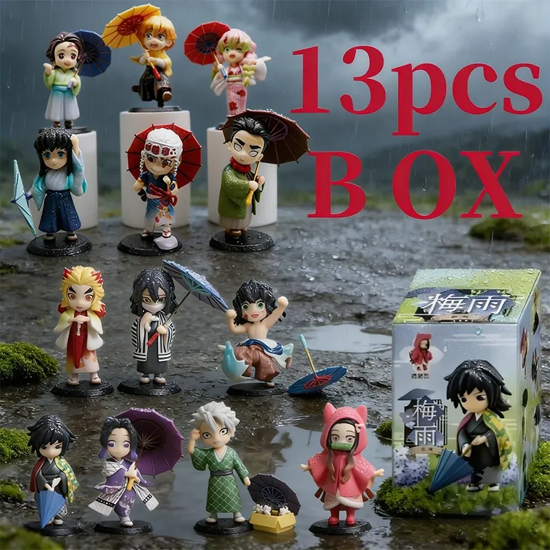 Demon Slayer Plum Rain de 12 cm, lot de 13 figurines en boîte surprise, Tanjiro Kamado, Nezuko, figurines d'action