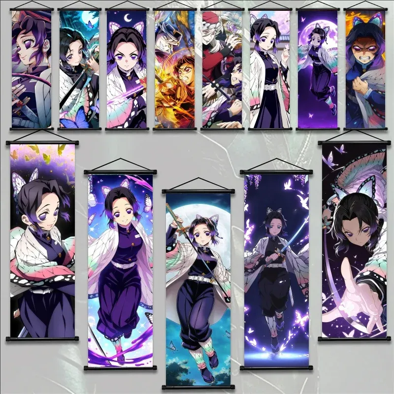 Décor mural en tissu Shinobu Kocho Demon Slayer, Art mural anime